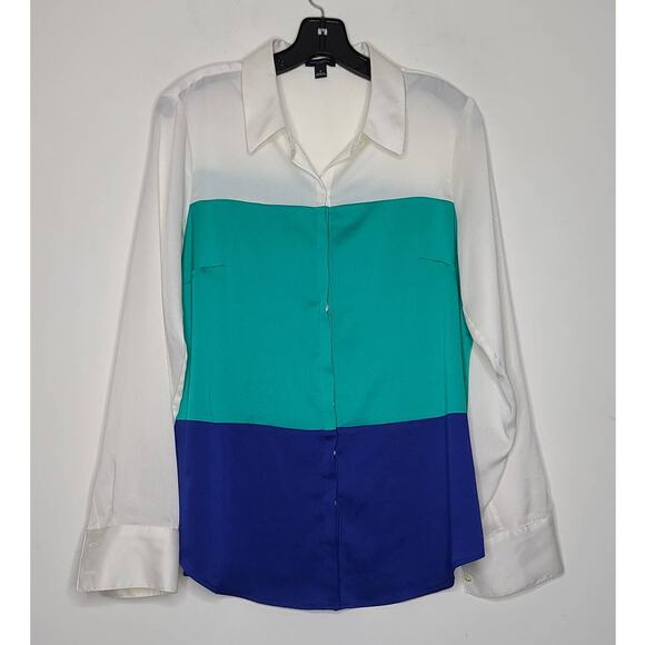 Ann Taylor color block silky blouse - size 8 - Picture 1 of 6